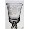 Image 2 : Antique Georgian era cordial glass with engraved rose and leaf on flared bucket bowl with five knob 