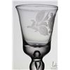 Image 3 : Antique Georgian era cordial glass with engraved rose and leaf on flared bucket bowl with five knob 