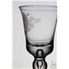 Image 4 : Antique Georgian era cordial glass with engraved rose and leaf on flared bucket bowl with five knob 