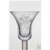 Image 3 : Antique Georgian era cordial glass with wild flower engraved bell shaped bowl and blue and white col