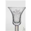 Image 4 : Antique Georgian era cordial glass with wild flower engraved bell shaped bowl and blue and white col