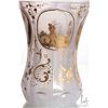 Image 2 : Antique frosted glass vase with gold overlay including panels depicting deer stalking scenes, decora
