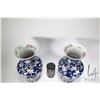 Image 2 : Pair of Oriental handpainted vases with bird and blossom motif 12" in height