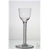 Image 1 : Antique Georgian cordial glass with ovoid shaped bowl and white air twist stem, circa 1740, 14.7cm i
