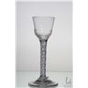 Image 2 : Antique Georgian cordial glass with ogee shaped bowl and white air twist stem,circa 1740's 14.1cm in
