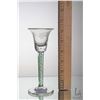 Image 8 : Antique Georgian cordial glass with etched grape and vine leaf on bell bowl with beaded bubble base,