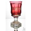Image 1 : Antique Bohemian Fredreich Ergermann crystal goblet with cranberry glass bowl, clear stem and wheel 