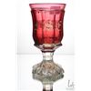 Image 2 : Antique Bohemian Fredreich Ergermann crystal goblet with cranberry glass bowl, clear stem and wheel 