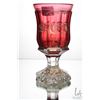 Image 3 : Antique Bohemian Fredreich Ergermann crystal goblet with cranberry glass bowl, clear stem and wheel 