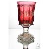 Image 5 : Antique Bohemian Fredreich Ergermann crystal goblet with cranberry glass bowl, clear stem and wheel 