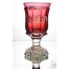 Image 6 : Antique Bohemian Fredreich Ergermann crystal goblet with cranberry glass bowl, clear stem and wheel 