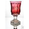 Image 7 : Antique Bohemian Fredreich Ergermann crystal goblet with cranberry glass bowl, clear stem and wheel 