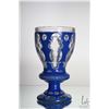 Image 1 : Antique Bohemian overlay cased glass beaker, with cobalt cut to clear wheel cut designs circa 1880. 