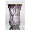 Image 1 : Antique Bohemian overlay and etched beaker, with mauve cut to clear decorative panels, wheel cut dec