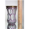 Image 9 : Antique Bohemian overlay and etched beaker, with mauve cut to clear decorative panels, wheel cut dec