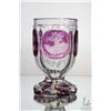 Image 2 : Antique Bohemian glass goblet with amethyst glass and etched pictorial panels and etched German lang