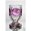 Image 4 : Antique Bohemian glass goblet with amethyst glass and etched pictorial panels and etched German lang