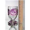 Image 5 : Antique Bohemian glass goblet with amethyst glass and etched pictorial panels and etched German lang