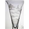 Image 3 : Antique English beer glass with etched hunt scene and elongated bubble stem and flat footed base, ci