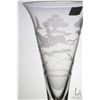 Image 5 : Antique English beer glass with etched hunt scene and elongated bubble stem and flat footed base, ci