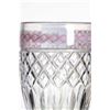 Image 2 : Antique/ vintage quality crystal goblet with air twist white and pink ribboning around rim and facet