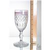 Image 3 : Antique/ vintage quality crystal goblet with air twist white and pink ribboning around rim and facet