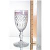 Image 3 : Antique/ vintage quality crystal goblet with air twist white and pink ribboning around rim and facet