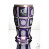 Image 1 : Antique Bohemian cased glass beaker with purple cut to clear panels, milk glass lining and hand pain