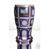 Image 3 : Antique Bohemian cased glass beaker with purple cut to clear panels, milk glass lining and hand pain