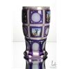 Image 4 : Antique Bohemian cased glass beaker with purple cut to clear panels, milk glass lining and hand pain