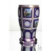 Image 5 : Antique Bohemian cased glass beaker with purple cut to clear panels, milk glass lining and hand pain