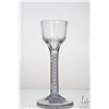 Image 1 : Antique Georgian cordial glass with ogee shaped bowl and white air twist stem, circa 1740, 14.3cm in