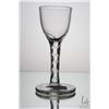 Image 1 : Antique Georgain cordial glass with polished faceted stem and etched petal bowl, circa mid 1700's, 1