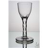Image 2 : Antique Georgain cordial glass with polished faceted stem and etched petal bowl, circa mid 1700's, 1