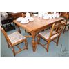 Image 2 : Refectory style oak dining table with bulbous legs, measures 60" x 40". And 6 matching chairs includ