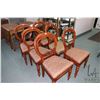 Image 1 : Set of six antique mahogany framed balloon back dining chairs.