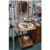 Image 1 : Victorian style reproduction oak washstand and ceramic bowl and jug set.