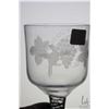 Image 5 : Antique Georgian era, English made leaded glass goblet with double opaque air twist stem, etched gra