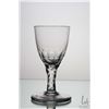 Image 2 : Antique Georgain cordial glass with polished, faceted stem and etched petal engraved bowl, circa mid