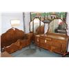 Image 1 : Antique walnut bedroom suite including double sized headboard, footboard and rails, dropped vanity w