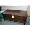 Image 1 : Cedar lined walnut blanket box made by The H.E. Furniture Co. Limited Ontario. With attached carved 