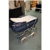 Image 2 : Gendrone convertible baby carriage with ski attachment and an antique foot stool.