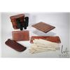Image 1 : Selection of vintage collectibles including Fleur-de-lis pocket book, alligator hide glove box with 