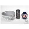 Image 1 : An 8" diameter grey Wedgewood Jasperware bowl and a 4" Moorcroft Anemone vase.
