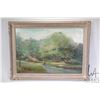 Image 1 : Framed oil on board painting of a wooded creek scene, no artist signature seen, 14" X 20"