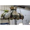 Image 1 : Vintage slag glass ceiling fixture with mottled brown slag glass and ormolu decoration, note: some d