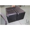 Image 1 : Four leather -like vinyl upholstered stools, each 15" square and 18" in height