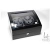 Image 1 : Black lacquered wooden automatic watch winder with glass top and quad winders, storage for six watch