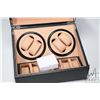 Image 2 : Faux oyster skin covered electric automatic watch winder with glass top, double winders and storage 