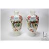 Image 1 : Pair of antique hand painted Bristol glass vases with decorative millhouse and flowers, each 12" in 